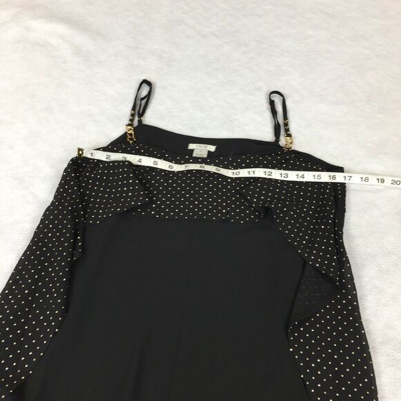 Cache Draped Tank Top Size Medium Womens Sheer Black Gold Studded Blouse Cami M - Picture 6 of 7